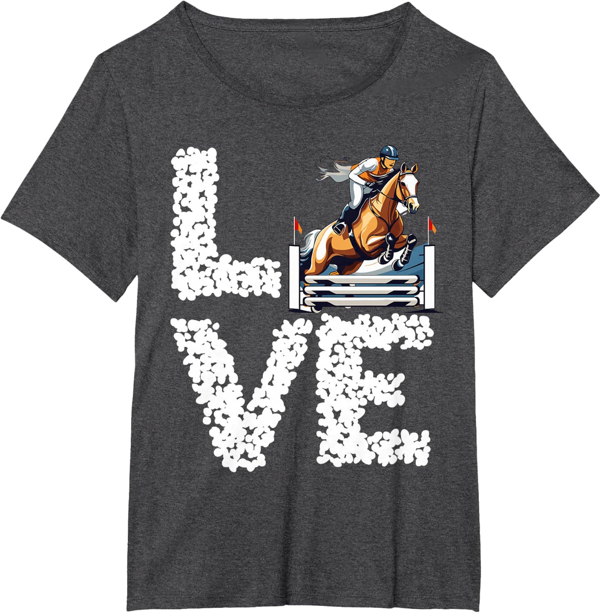 Equestrian Rider Love Leopard English Horse Show Jumping T-Shirt - Dark Heather Grey
