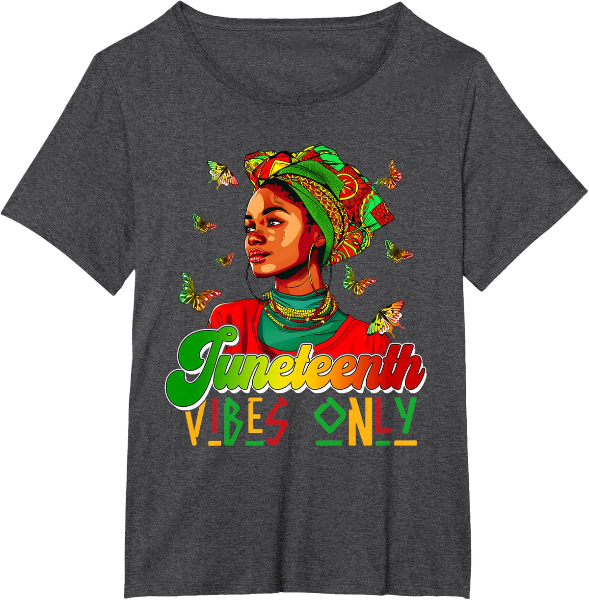 Juneteenth Vibes Only 1865 African American Women Kids Girls T-Shirt - Dark Heather Grey