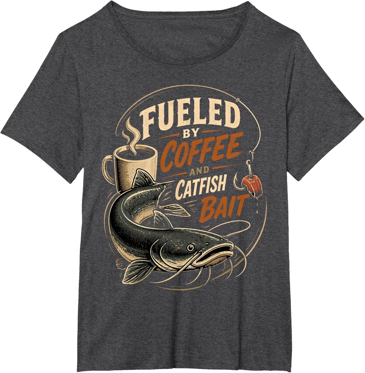 Catfish Fishing Men Women Catfishing T-Shirt - Dark Heather Grey