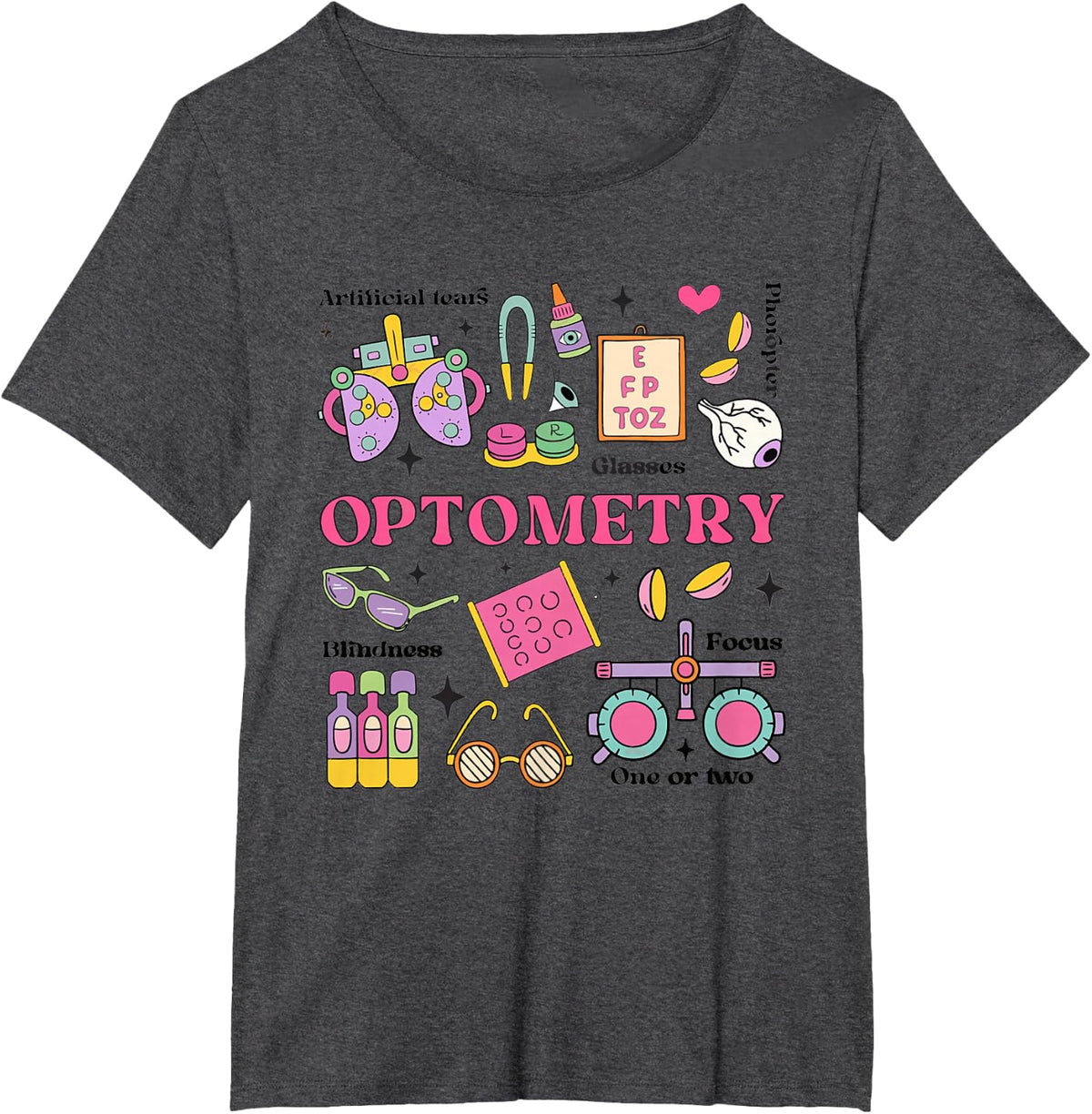 Optometry Graduation Tee Ophthalmologist Ophthalmology Tech T-Shirt For Eye Care Professionals - Dark Heather Grey
