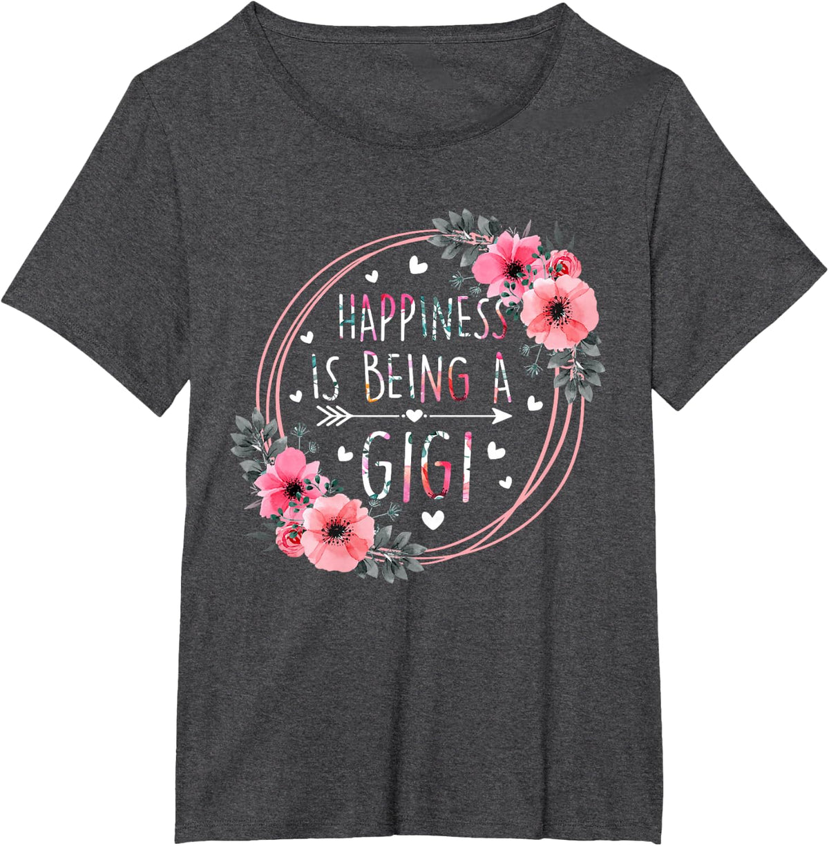 Womens Happiness is being a Gigi Announcement Mothers Day T-Shirt - Dark Heather Grey