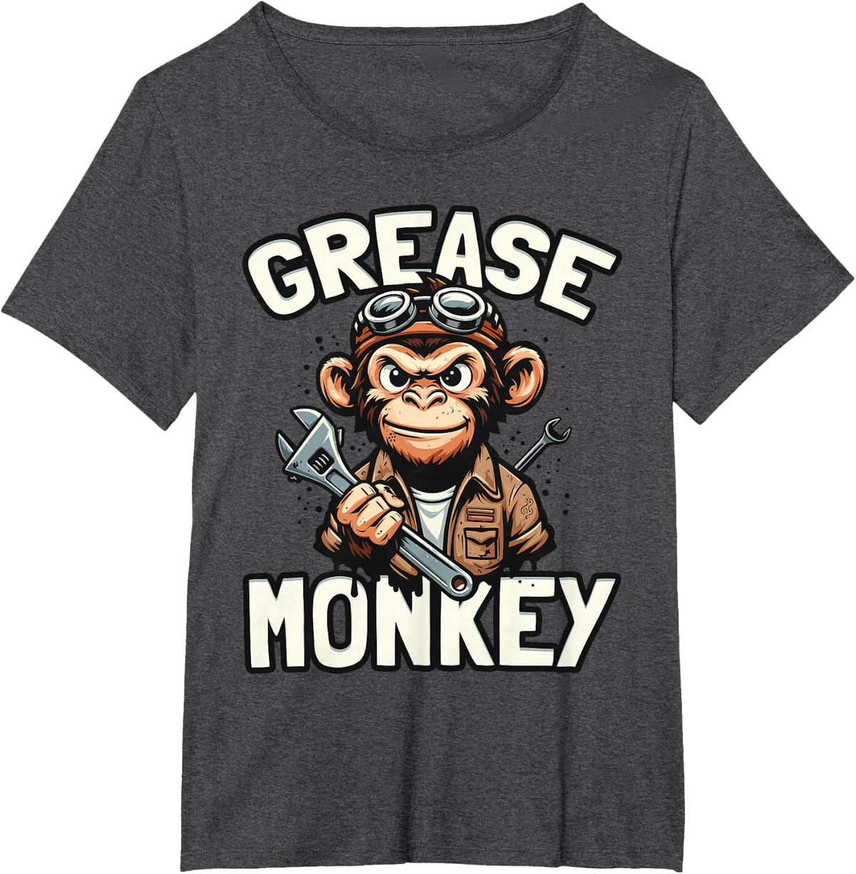 Grease Monkeys Funny Mechanic Car Repair Enthusiast T-Shirt - Dark Heather Grey