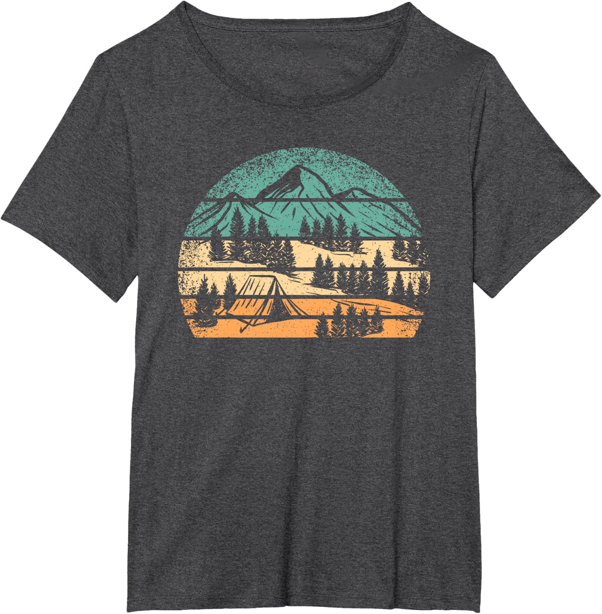 Retro Camping Outdoor Nature Mountain Camper Hiking Men T-Shirt - Dark Heather Grey