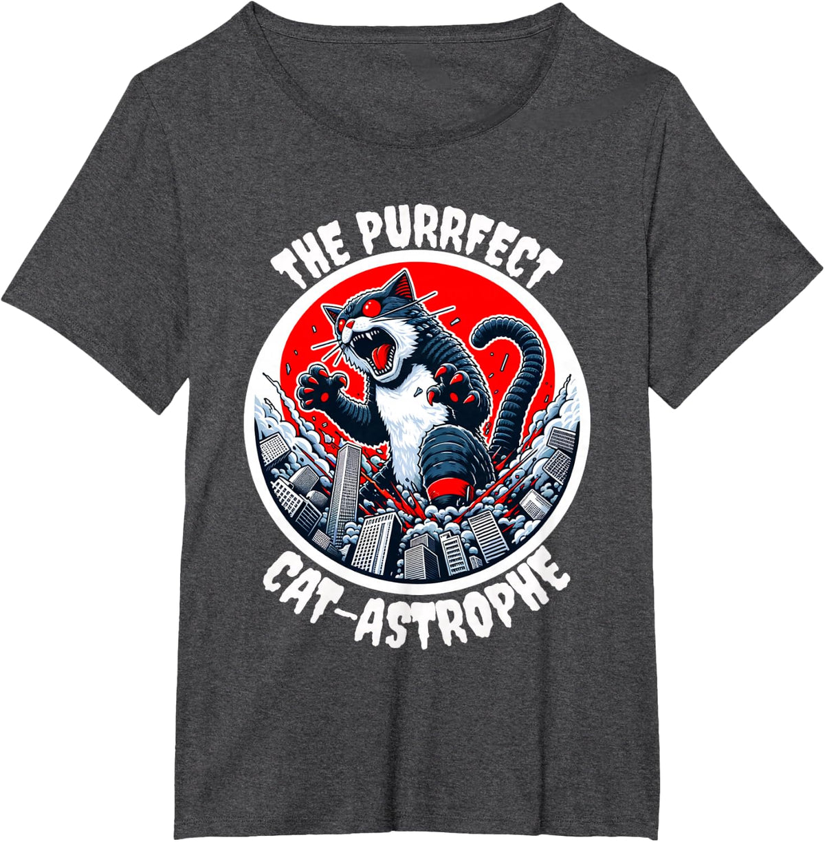 Funny Cat The Purrfect Cat-astrophe T-Shirt - Dark Heather Grey