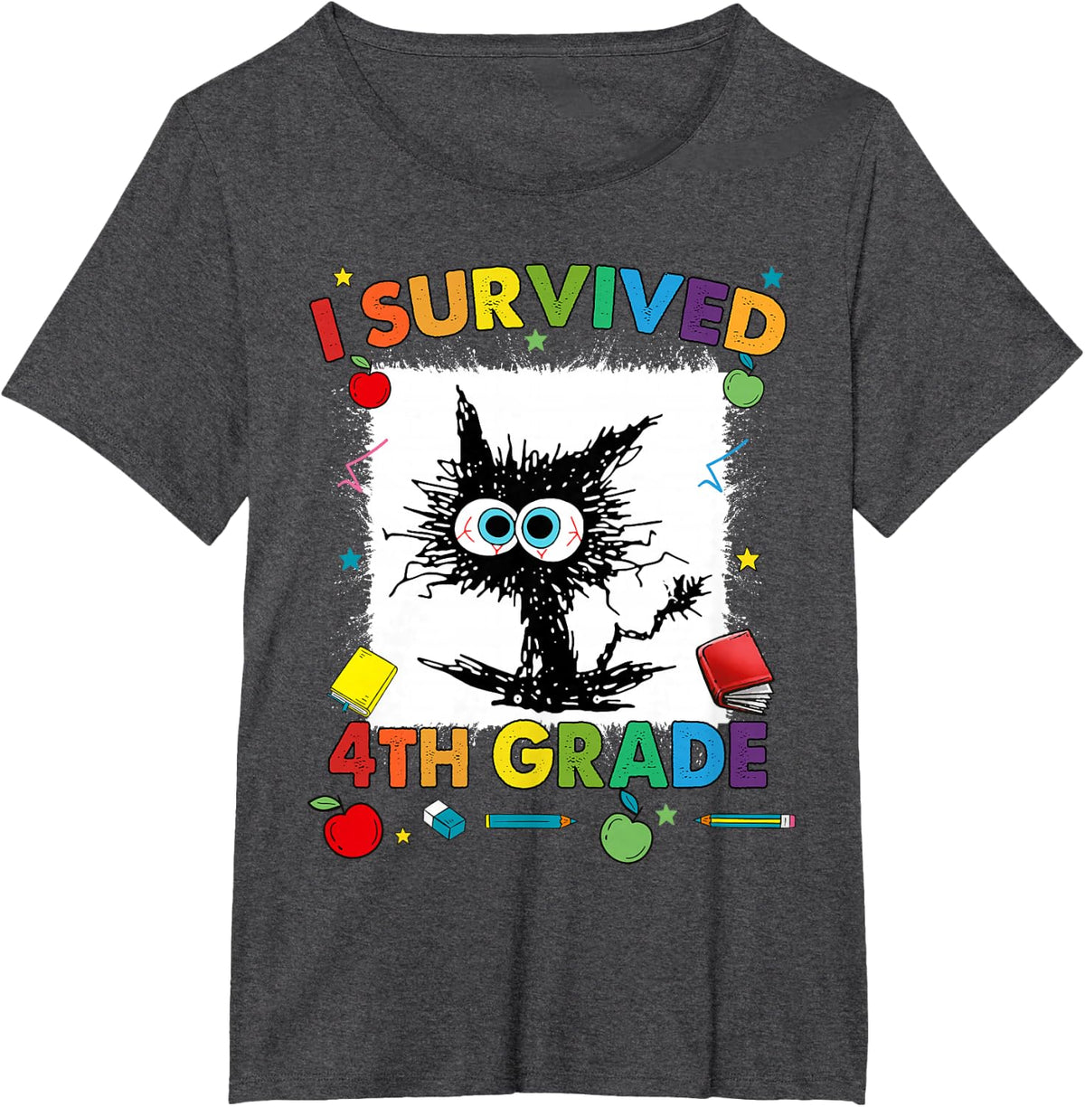 Funny Last Day Of Fourth 4th Grade I Survived 4th Grade T-Shirt - Dark Heather Grey