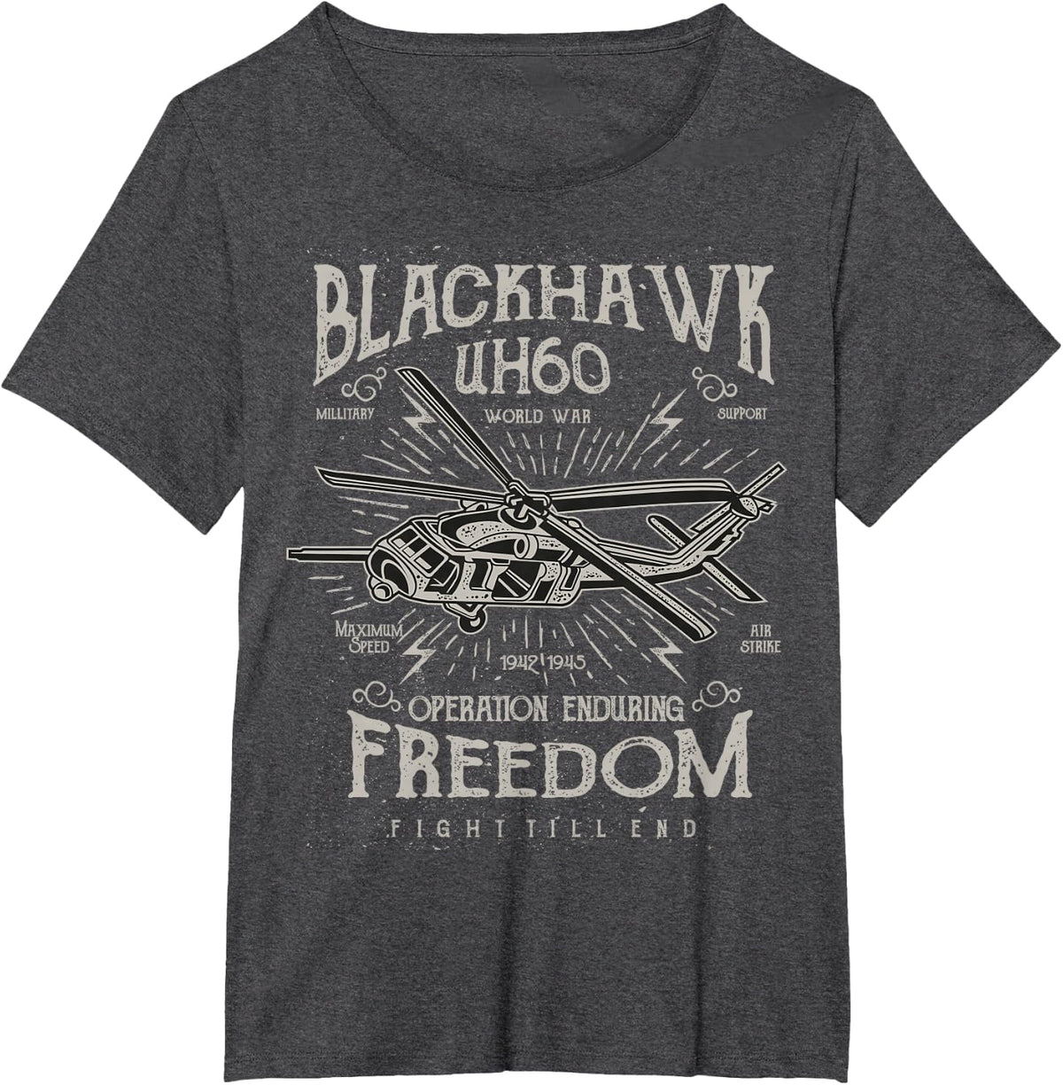 Air-Force Pilot Aviator Army T-Shirt USAF Black-Hawk T-Shirt - Dark Heather Grey