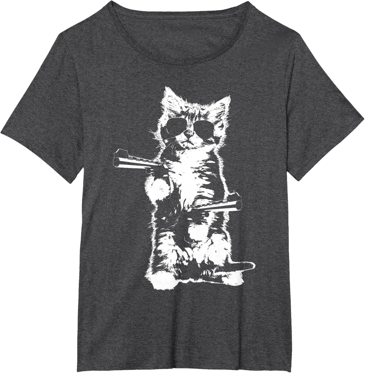Gun Kitty Funny Cat T-Shirt T-Shirt - Dark Heather Grey