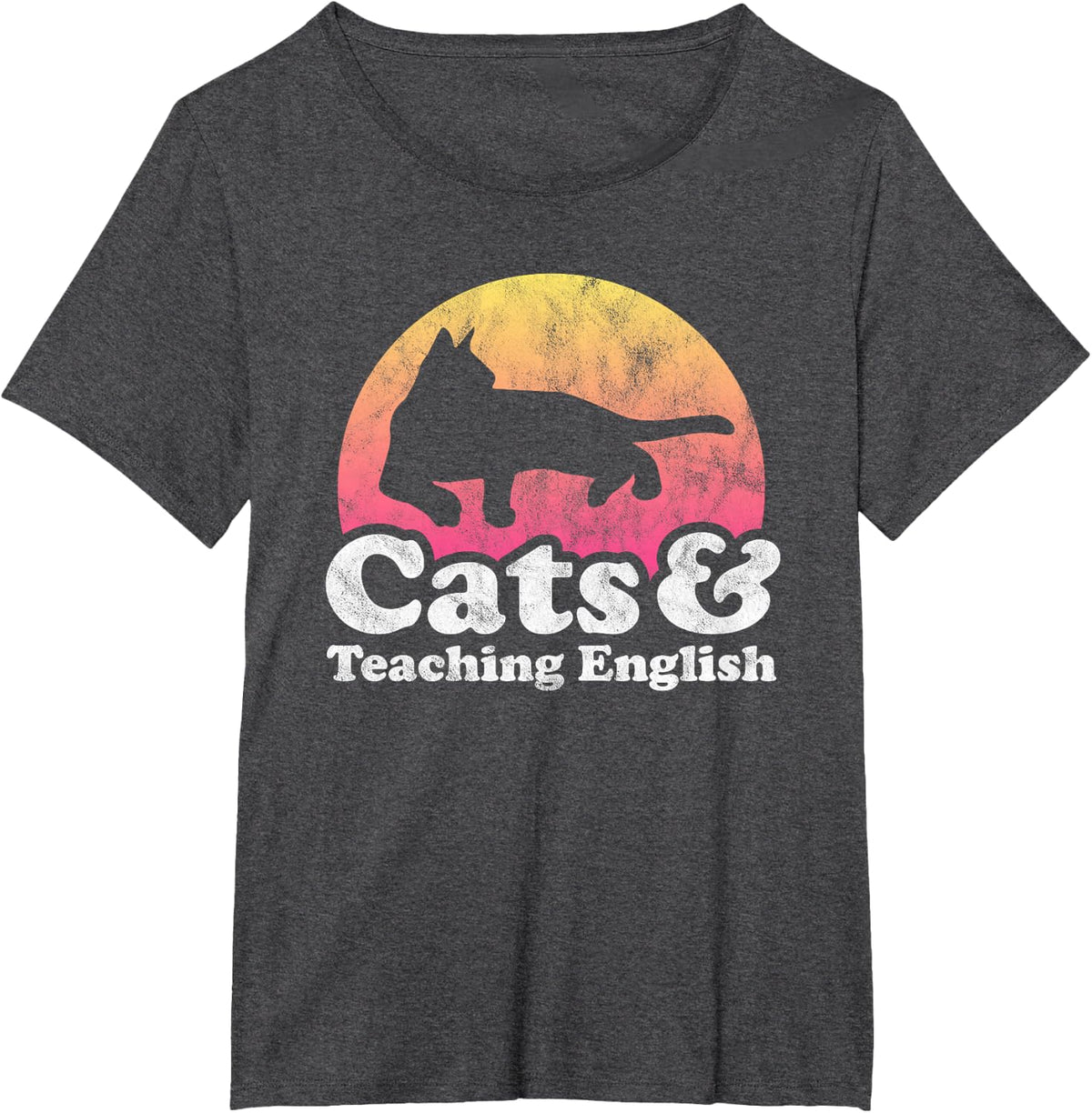 Cats and Teaching English Cat and English Teacher T-Shirt - Dark Heather Grey