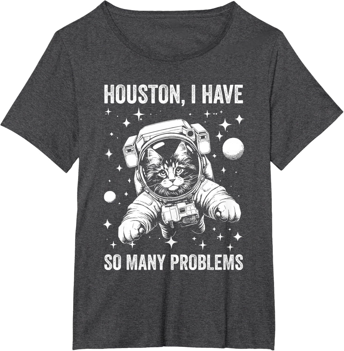 Cat Dad Mom Space - Houston Problem Maine Coon T-Shirt - Dark Heather Grey