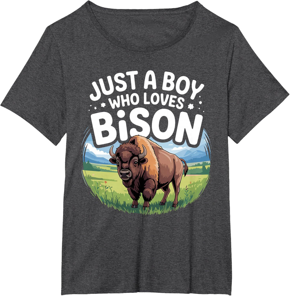 Cool Bison Design for Boys Men Wildlife Buffalo Lover Bison T-Shirt - Dark Heather Grey