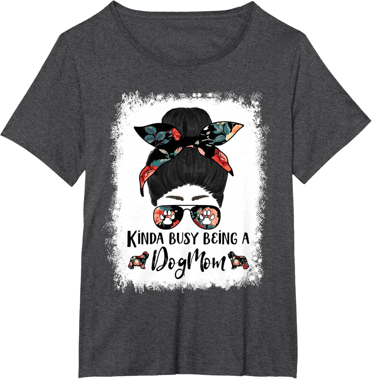 Bearded Collie Kinda Busy Being A Dog Mom Funny Messy Bun T-Shirt - Dark Heather Grey