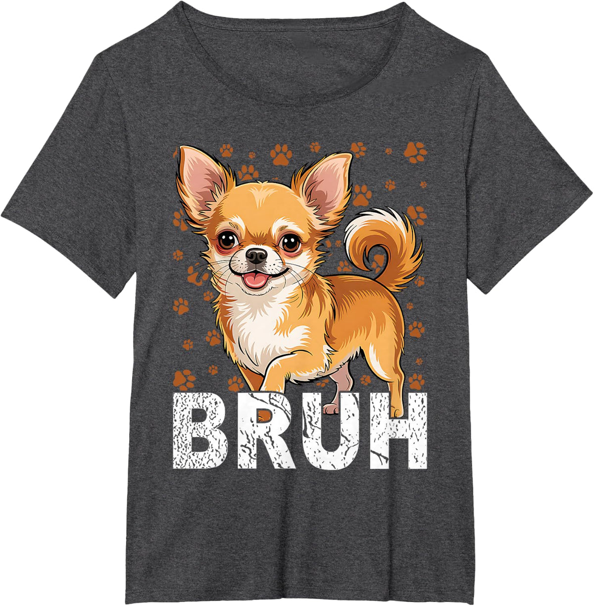 Bruh Funny Chihuahua Meme Dog Lover T-Shirt - Dark Heather Grey