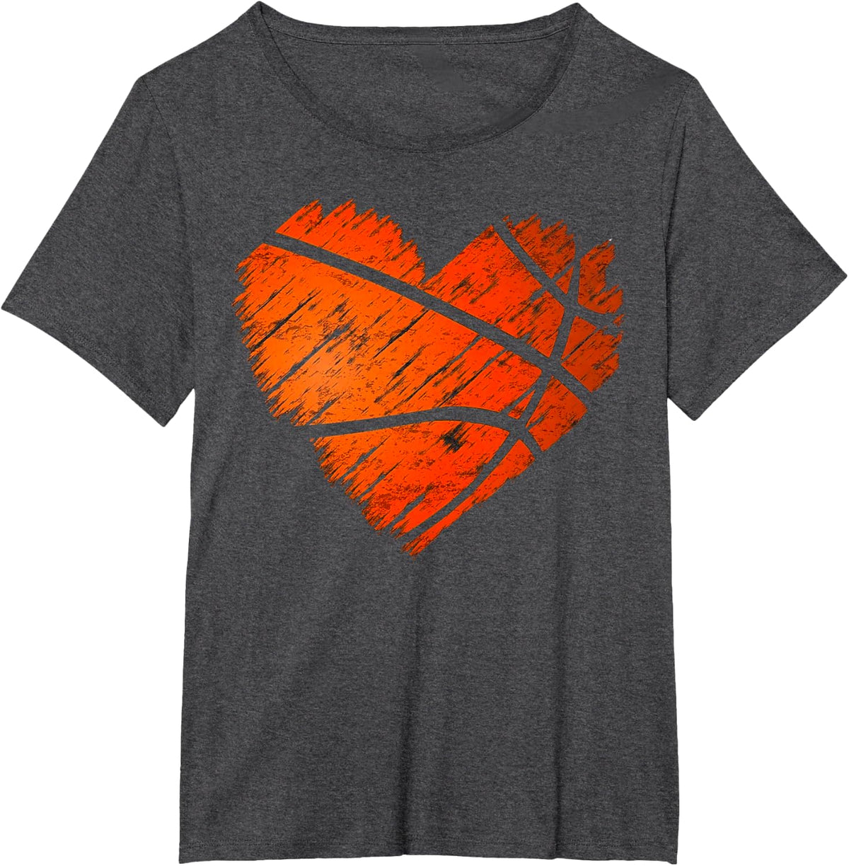 Distressed Basketball Heart T-Shirt - Dark Heather Grey