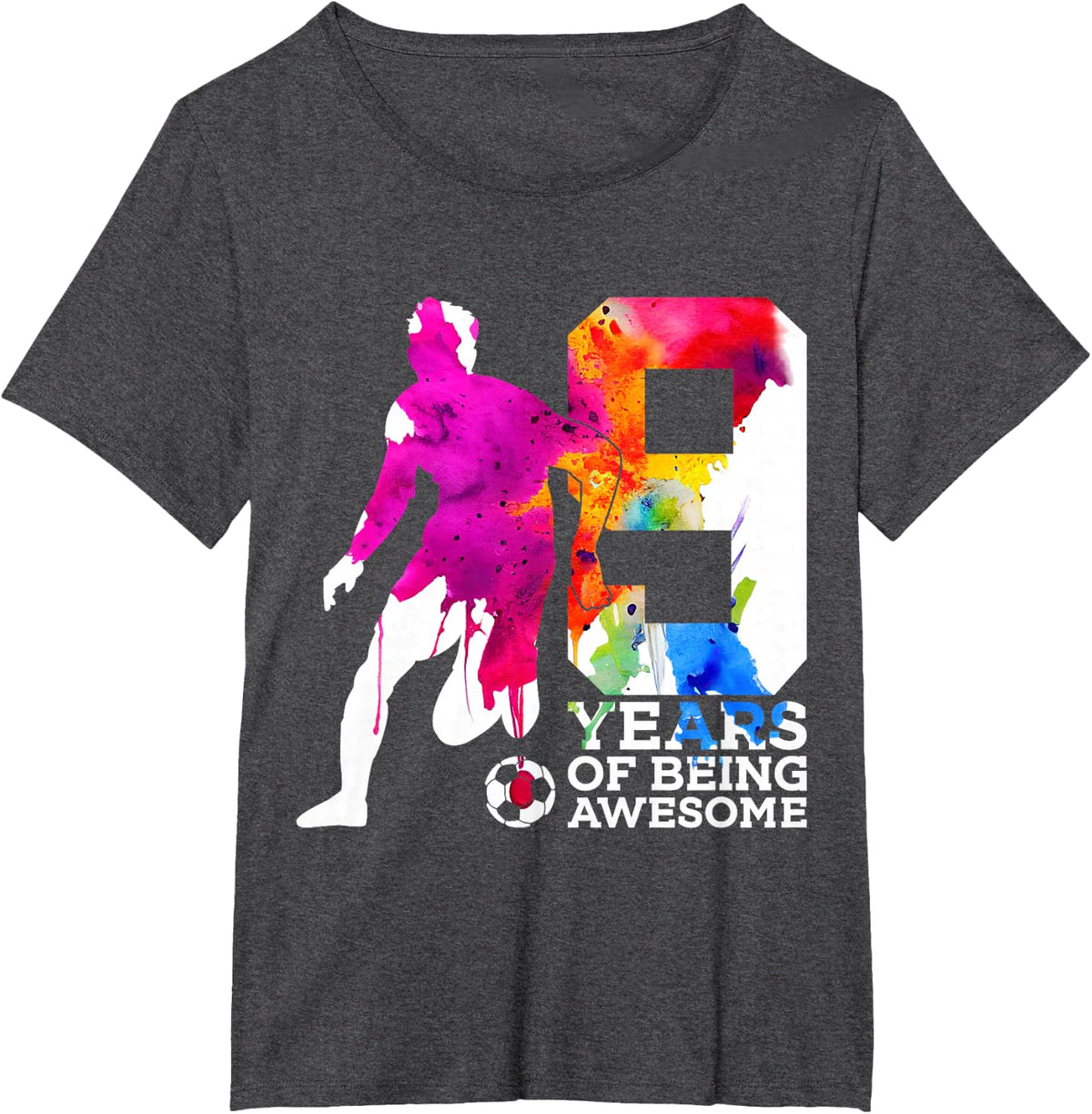 9 YEARS OF BEING AWESOME SOCCER 9TH BIRTHDAY T-Shirt - Dark Heather Grey