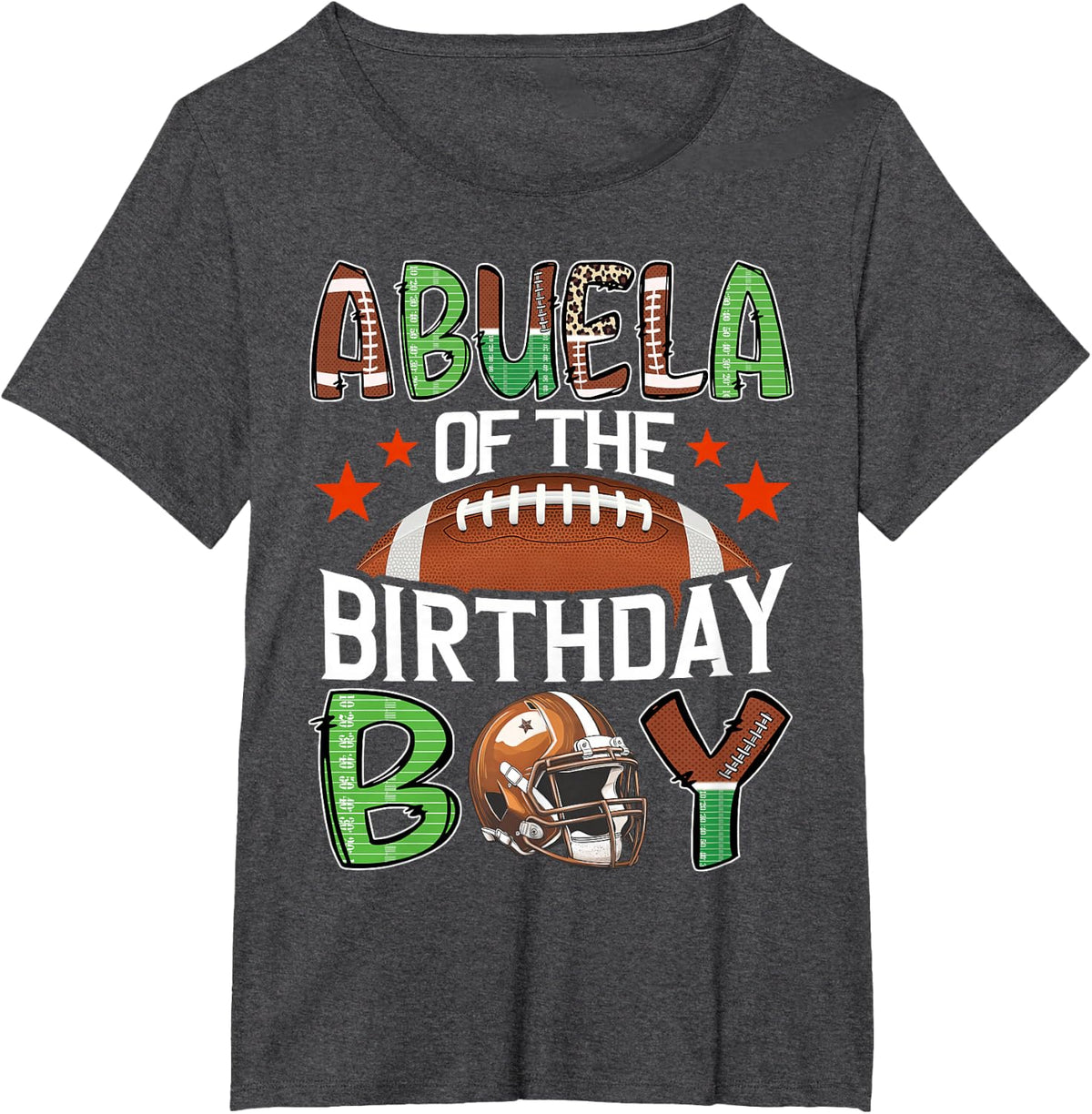 Abuela Of The Birthday Boy Game Day Football T-Shirt - Dark Heather Grey