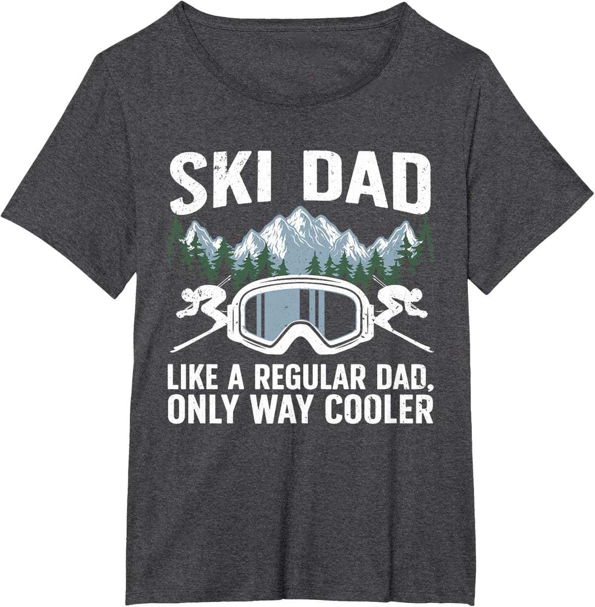 Funny Skiing Design For Dad Men Skier Winter Sport Lovers T-Shirt - Dark Heather Grey