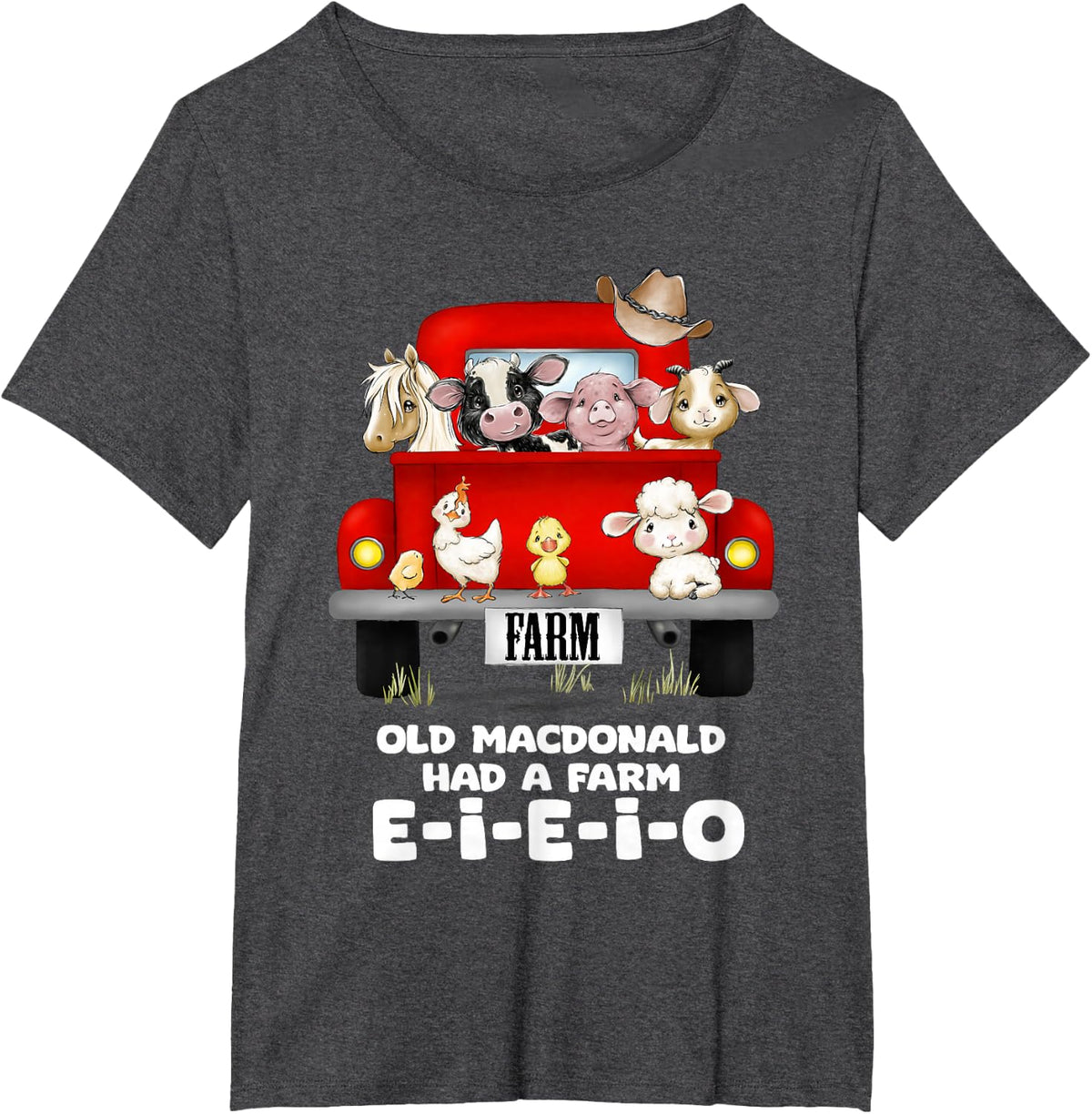 Toddler Kids Old Macdonald Had a Farm E-I-E-I-O Nursery Song T-Shirt - Dark Heather Grey