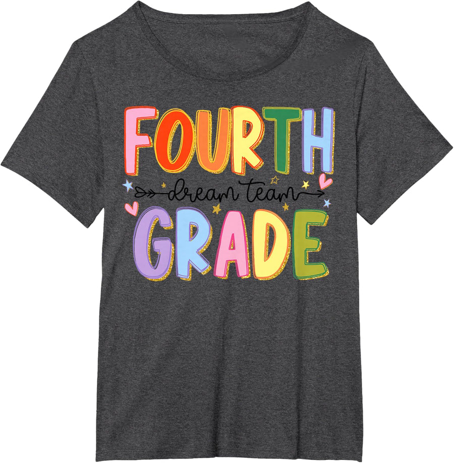 4th Grade Dream Team Back to School Teacher Student Kids T-Shirt - Dark Heather Grey