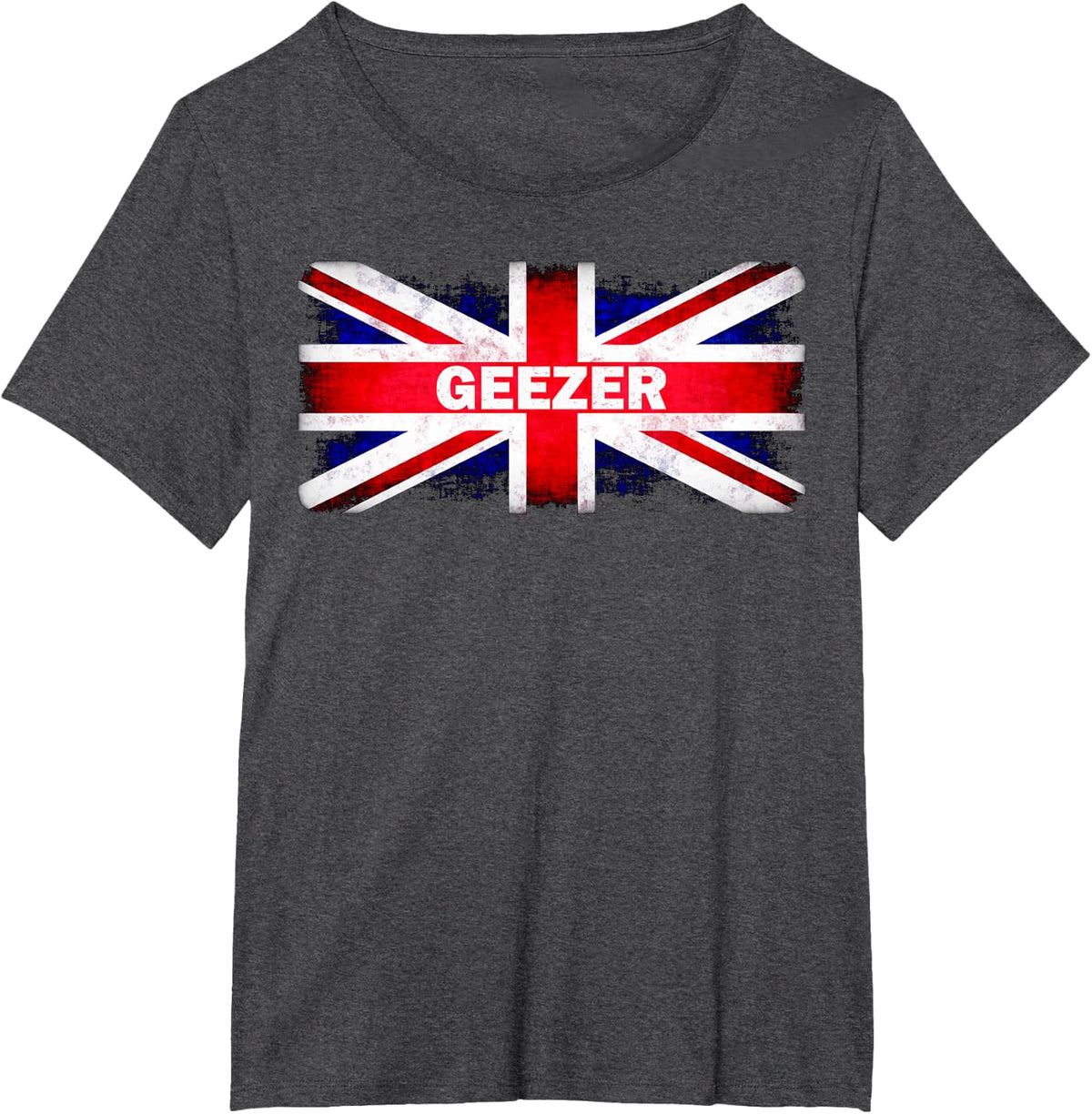 Funny Geezer British Flag Union Jack Old Man Bloke Gift T-Shirt - Dark Heather Grey