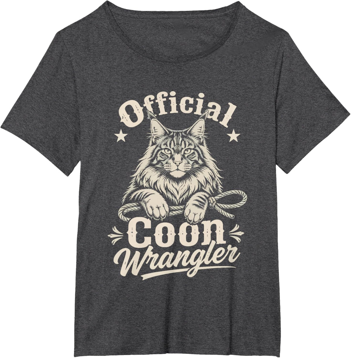 Official Maine Coon Cat Wrangler Fur Covered Loving Dad Mom T-Shirt - Dark Heather Grey
