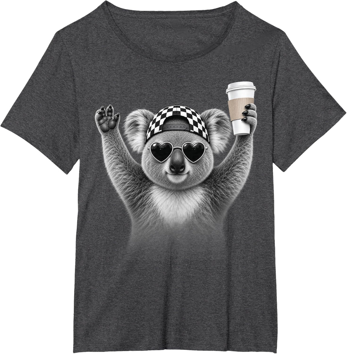 Coffee Koala Funny Caffeine Lover Men Women Kids T-Shirt - Dark Heather Grey
