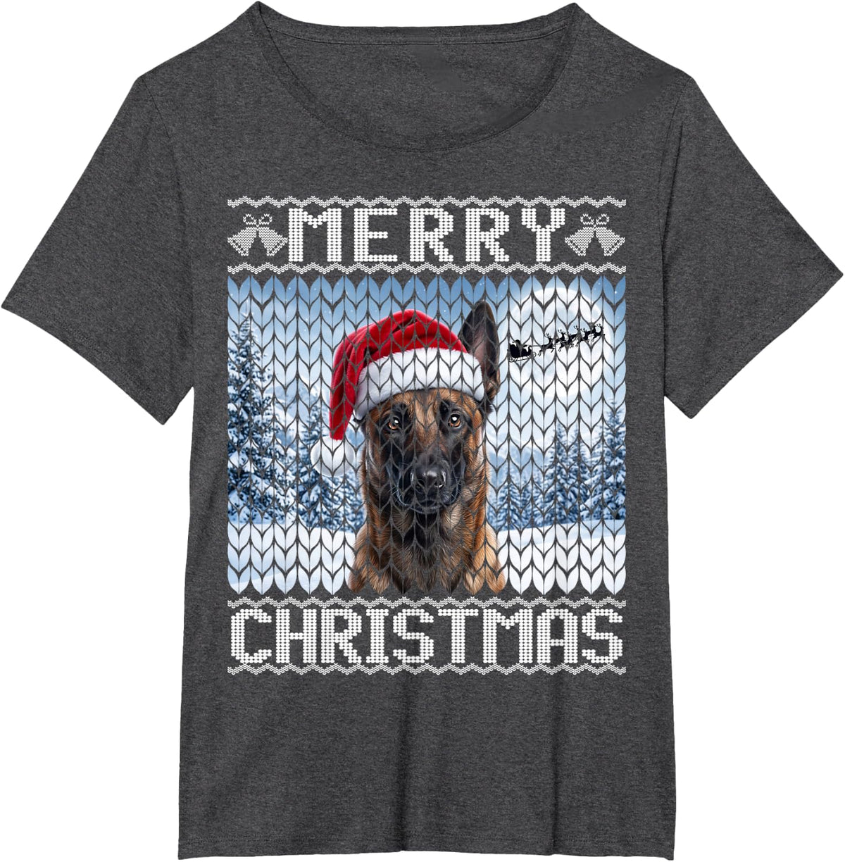 Mahogany Belgian Malinois Dog T-Shirt - Dark Heather Grey
