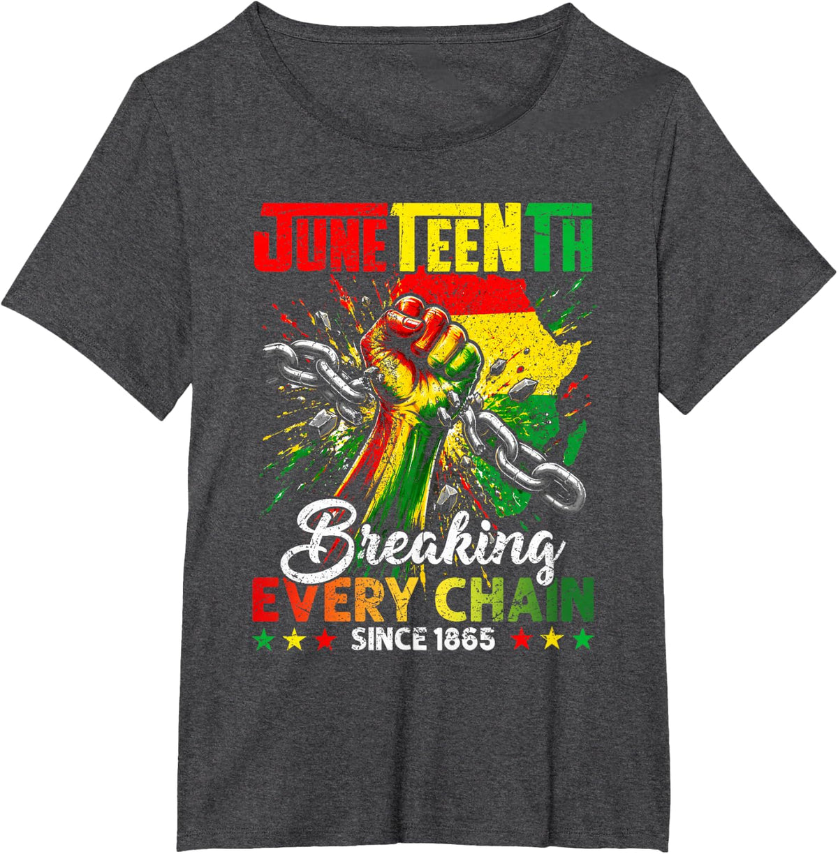 Juneteenth Breaking Every Chain African Pride Men Women T-Shirt - Dark Heather Grey