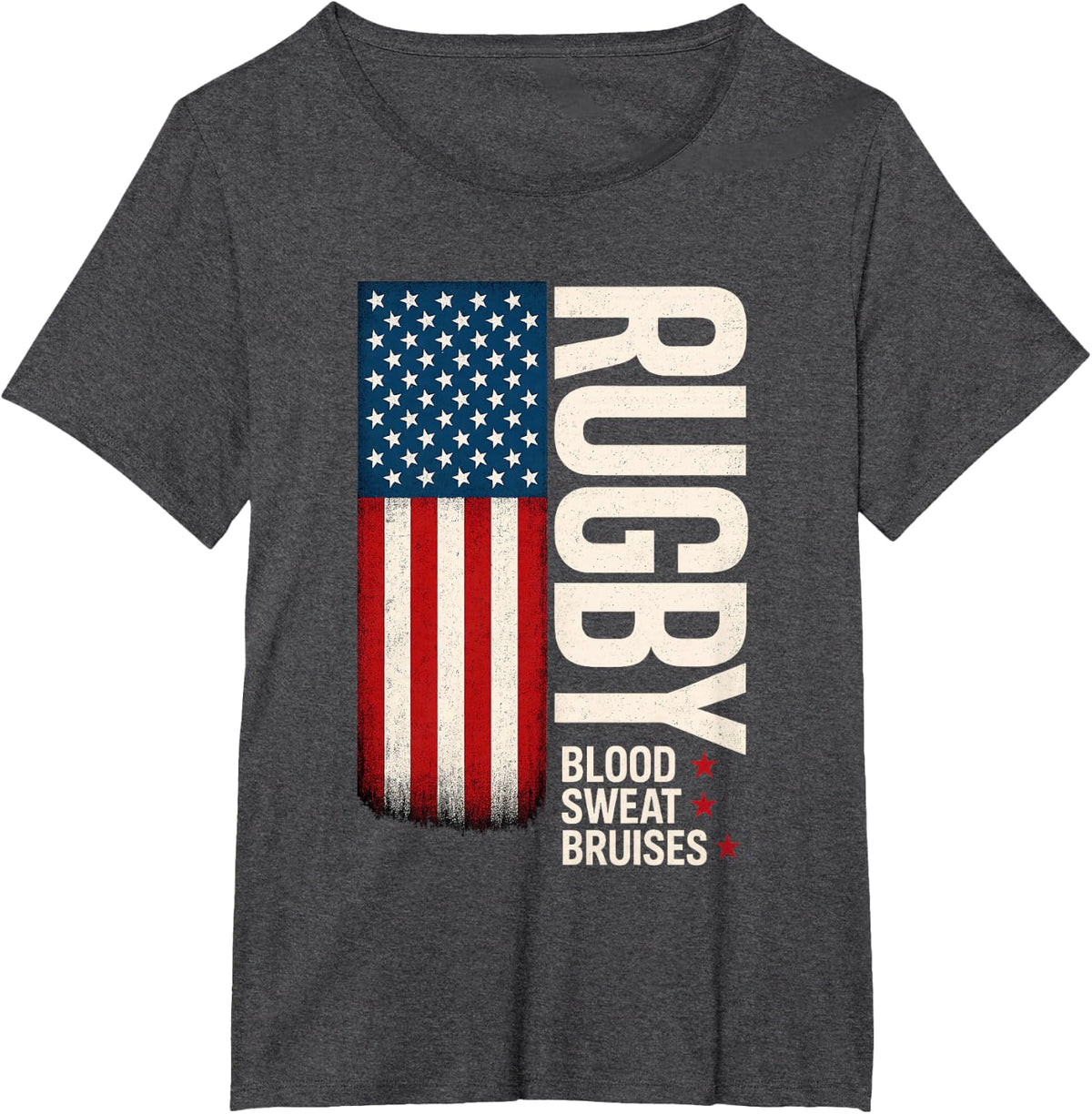 USA Rugby American Flag Distressed Rugby 4th of July T-Shirt - Dark Heather Grey