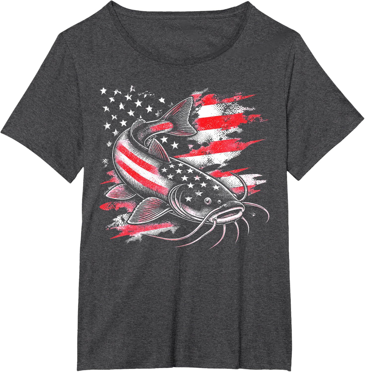 American Catfish Angler Catfish Fishing T-Shirt - Dark Heather Grey