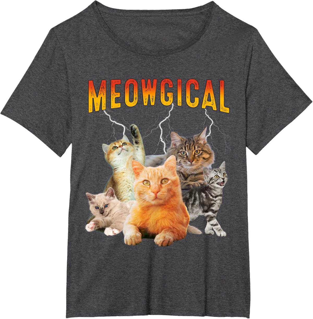 Bootleg Meowgical Vintage Cats Retro Bootleg Classic T-Shirt - Dark Heather Grey