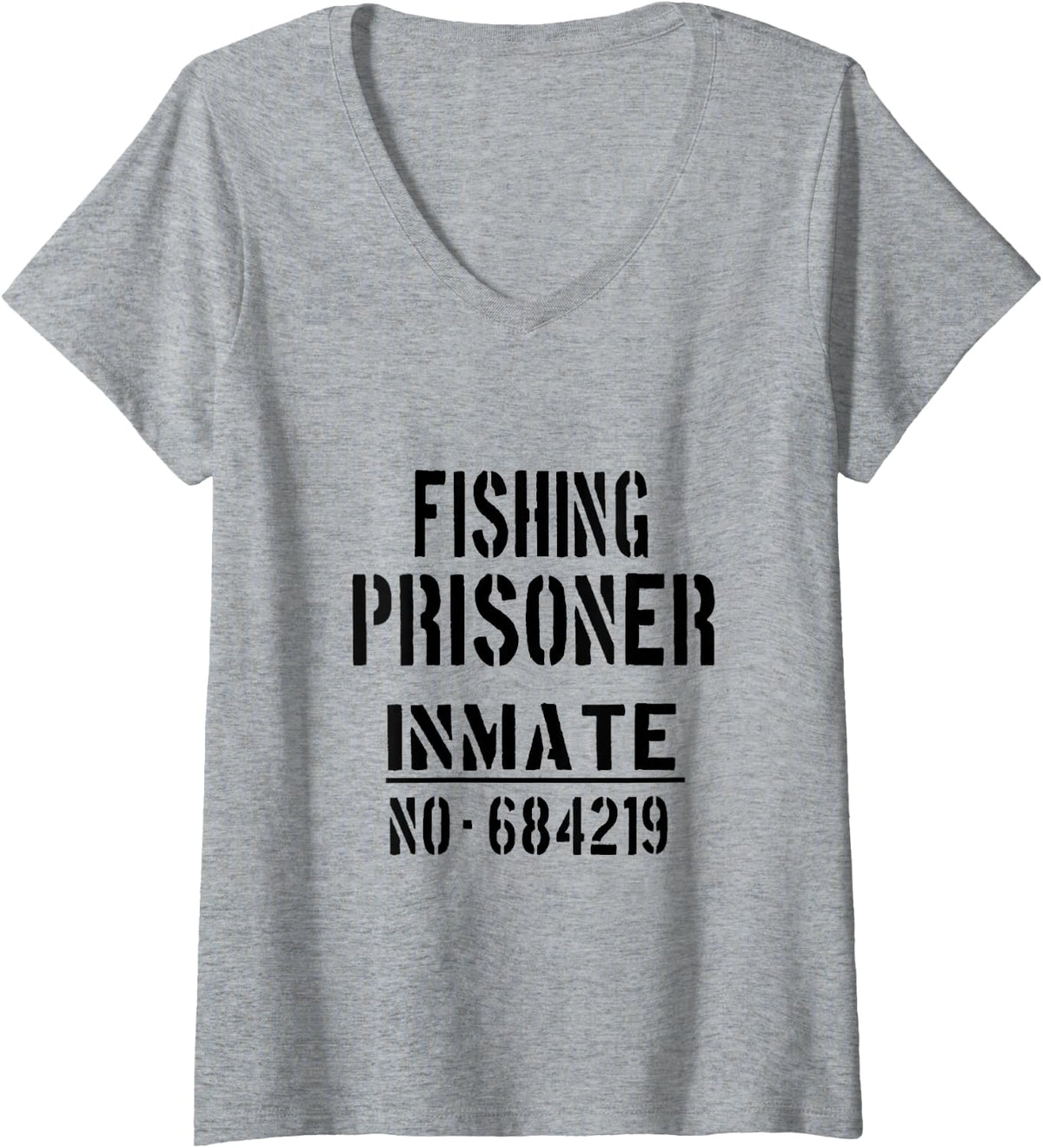Women's Fisherman Prisoner Halloween Costume Funny Inmate Angler V-Neck T-Shirt - Heather Grey
