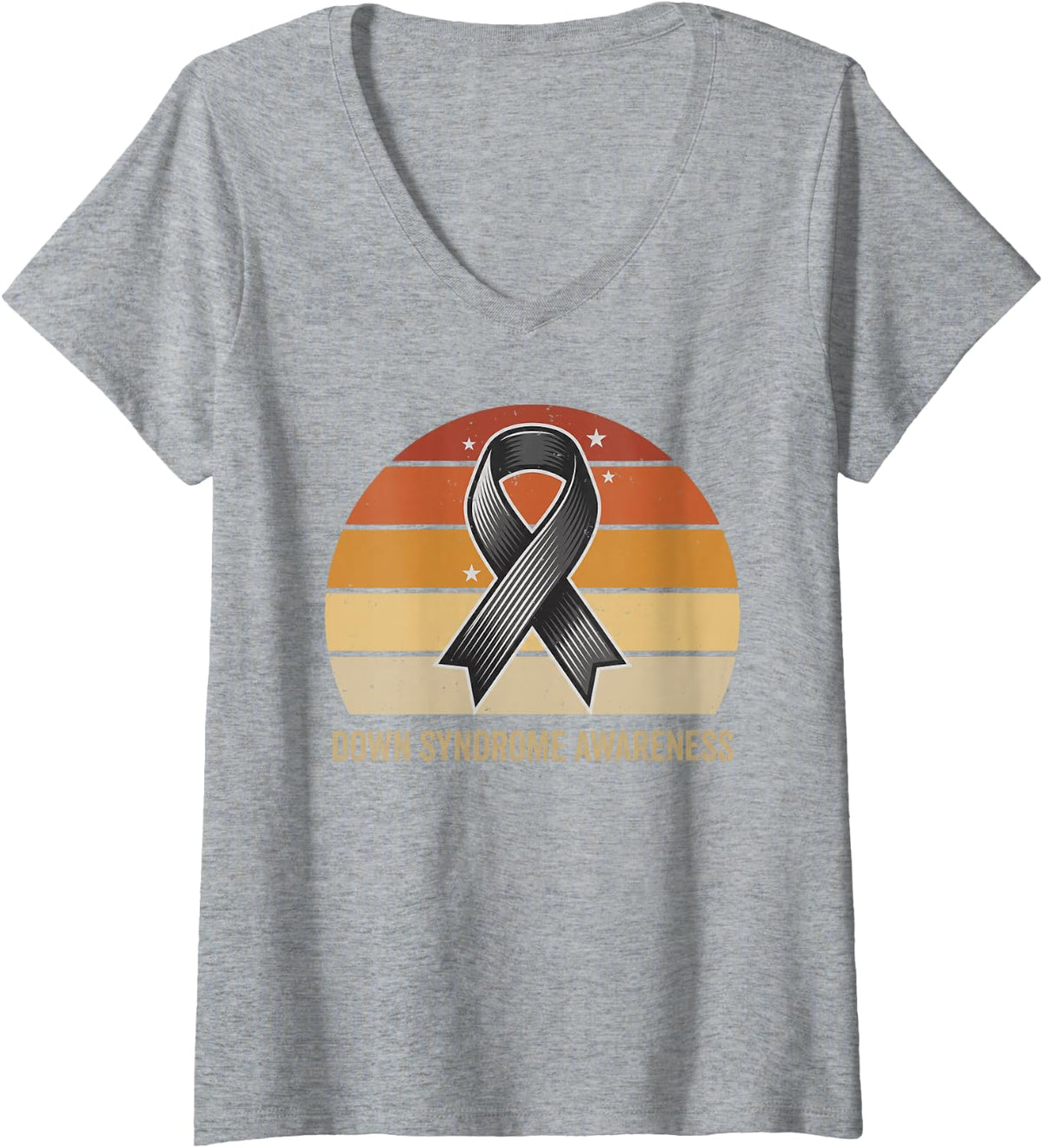 Women's Down Syndrome Awareness Design for Men Women Kids T21 Retro V-Neck T-Shirt - Heather Grey
