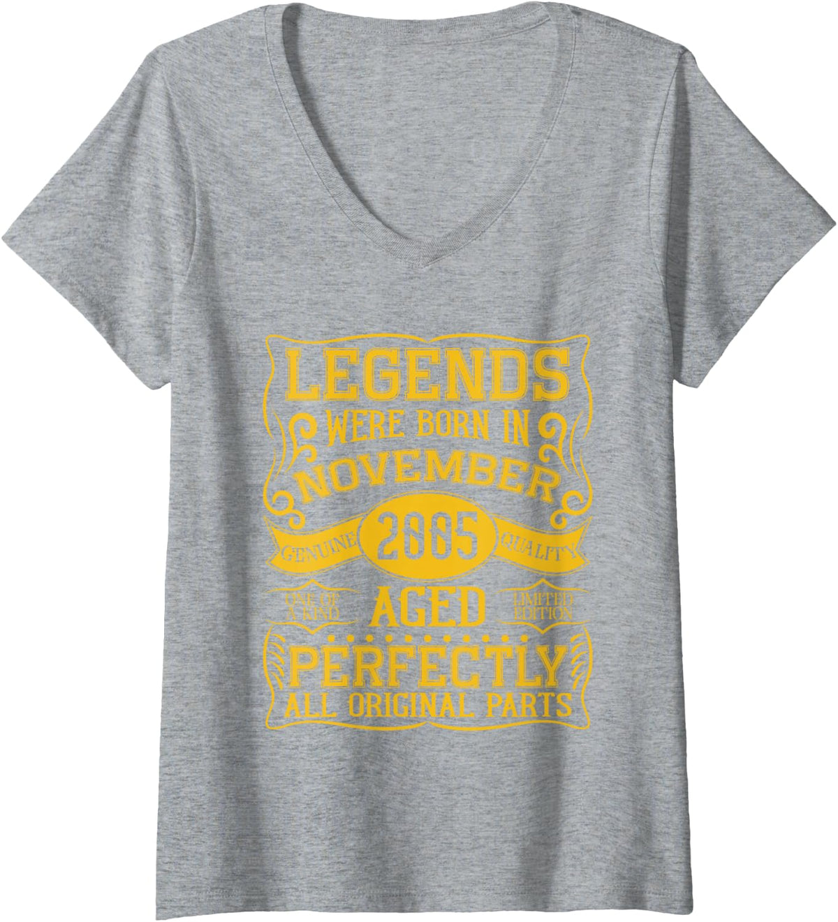 Women's 21st Birthday Legends were Born in November 2005 V-Neck T-Shirt - Heather Grey