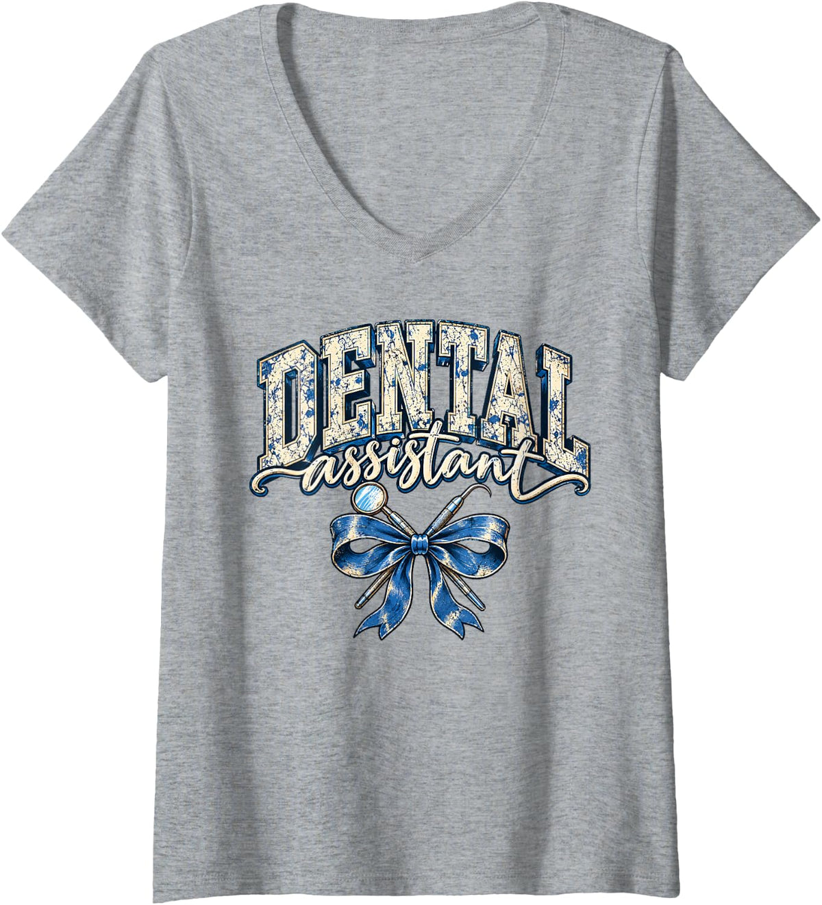 Women's Dental Assistant Appreciation Healthcare Workers V-Neck T-Shirt - Heather Grey