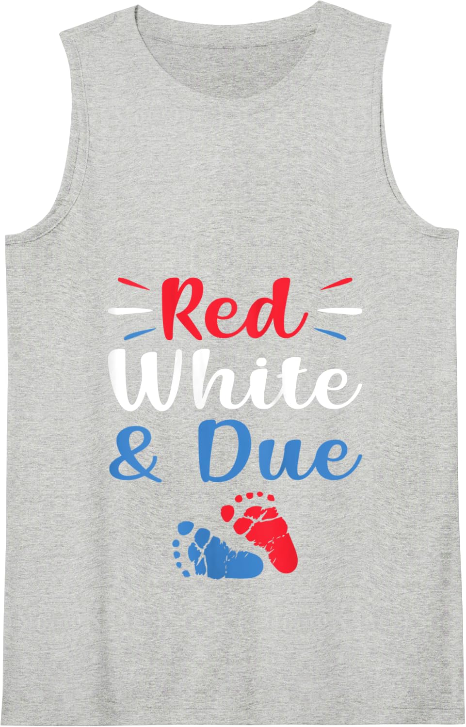 Red White And Due 4th of July Pregnancy Announcement Tank Top - Heather Grey