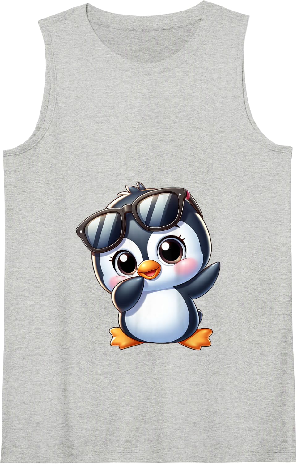 Cute Penguin with Sunglasses Kawaii Cartoon Animal Tank Top - Heather Grey