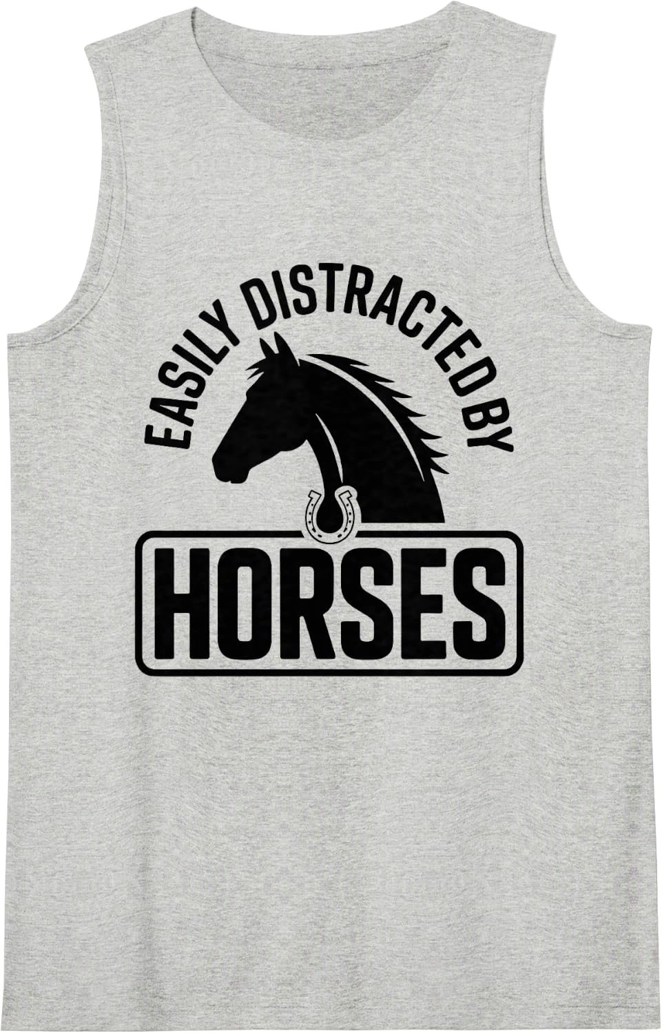 Easily Distracted By Horses Funny Horseback Riding Sleeveless Tank Top - Heather Grey