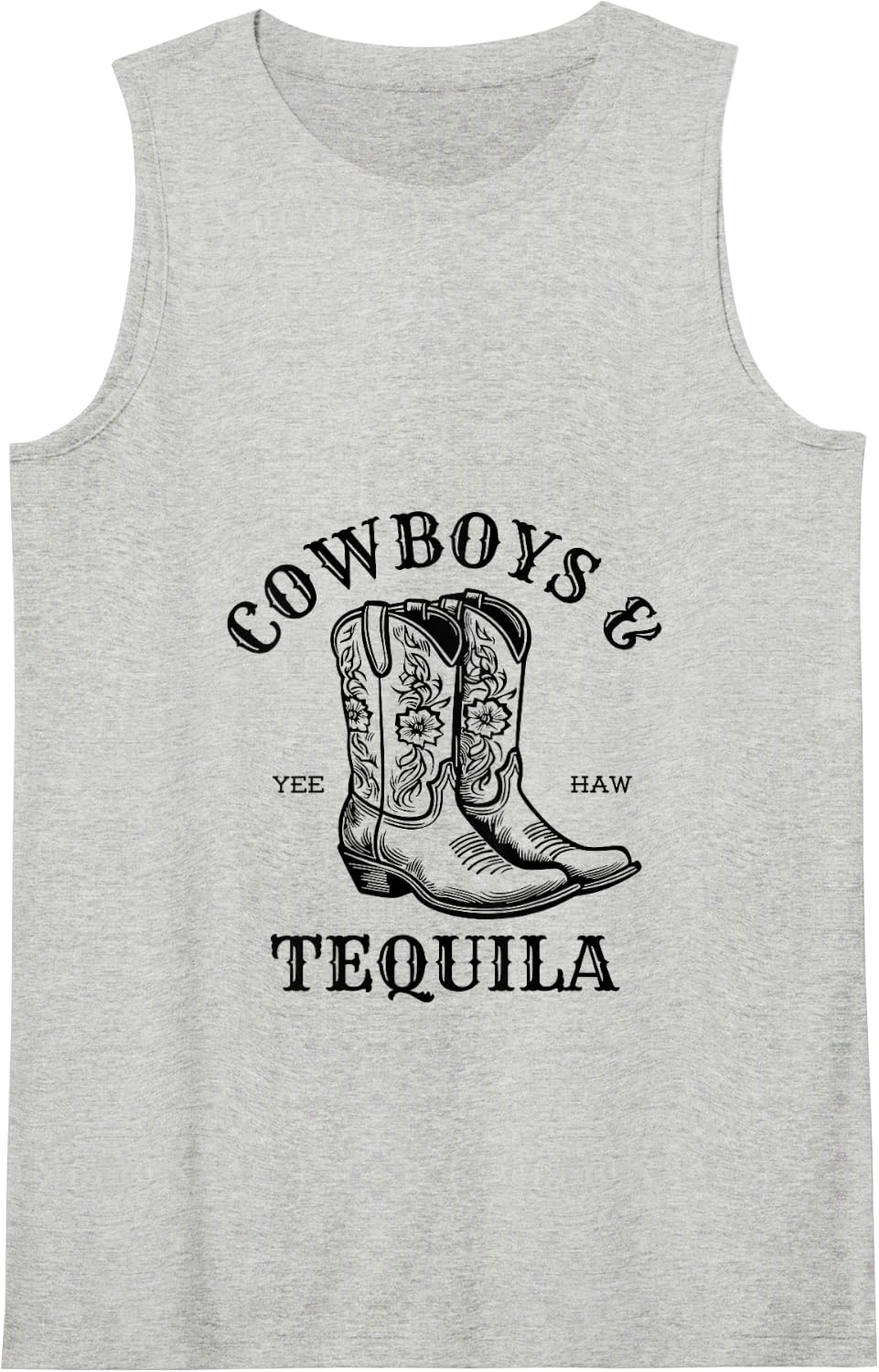 Womens Outfit for Rodeo Western Country Cowboys and Tequila Tank Top - Heather Grey