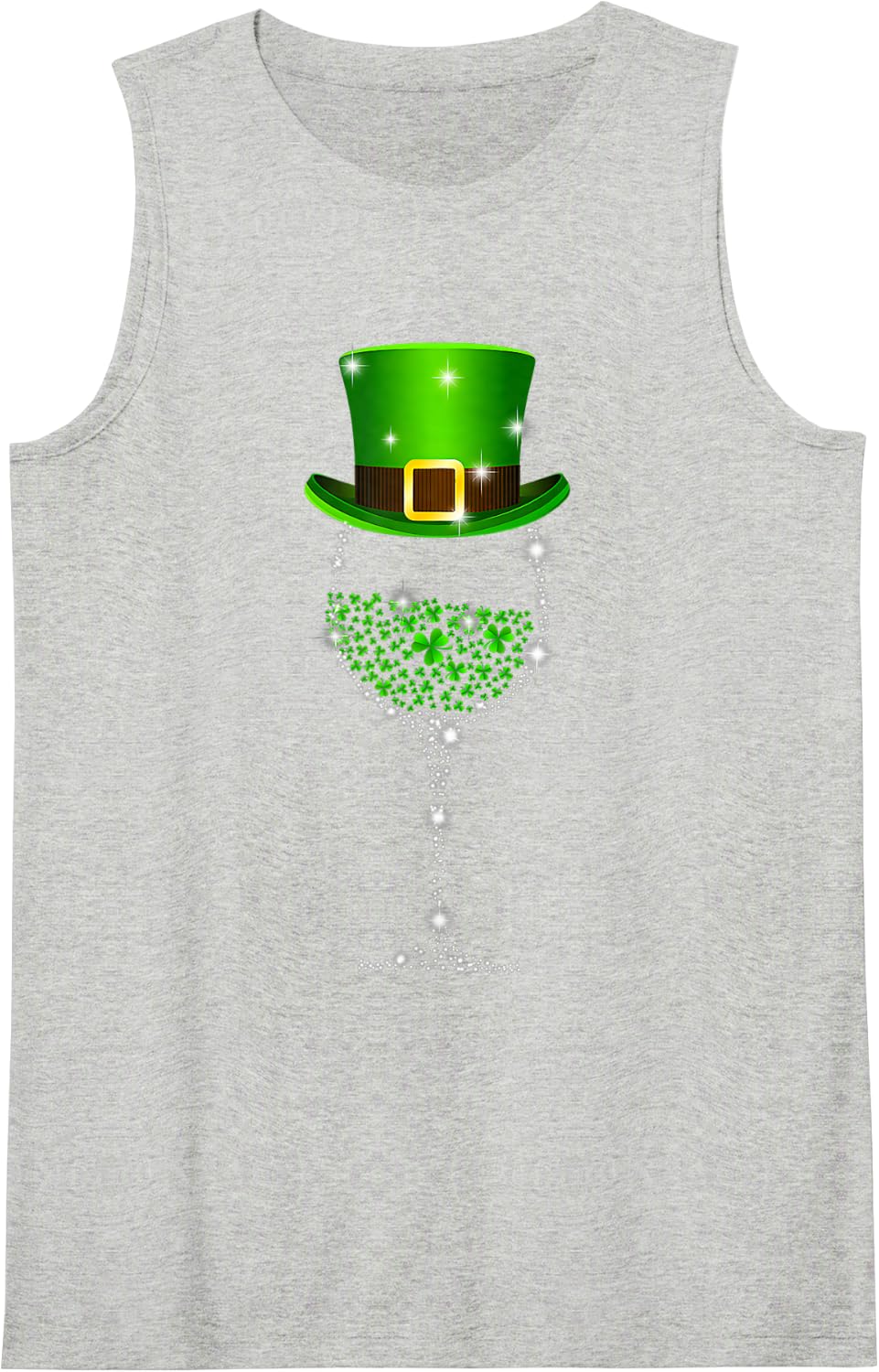 St Patrick's Day Shamrock Wine for Women Men Sleeveless Tank Top - Heather Grey