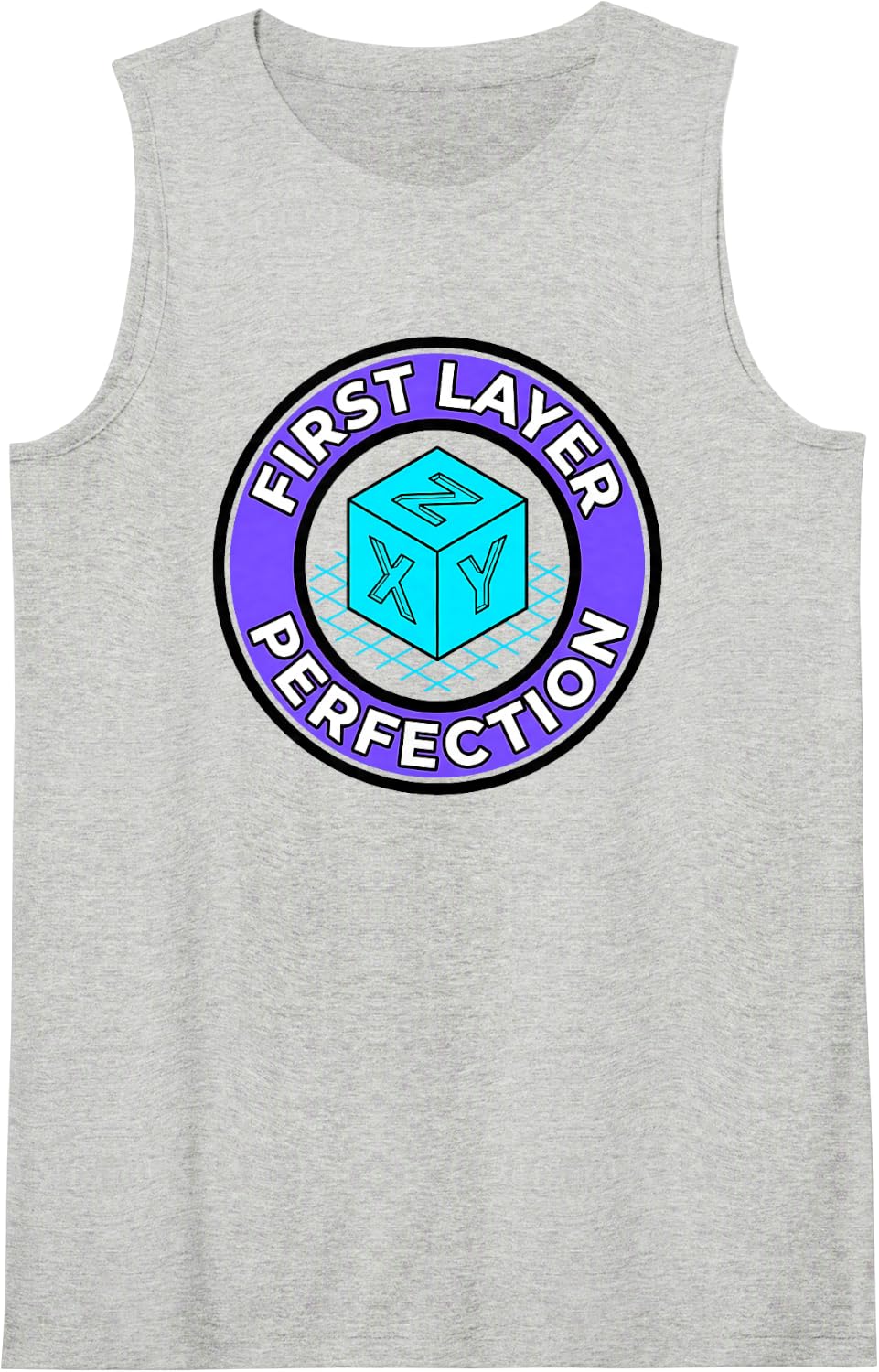 3D Printing First Layer Perfection Calibration Cube Graphic Sleeveless Tank Top - Heather Grey