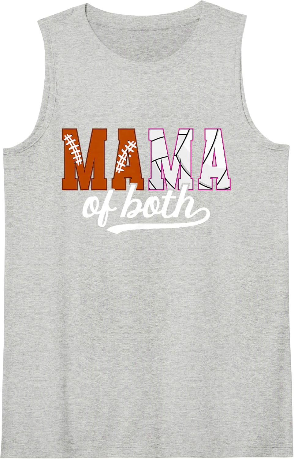 Mama of Both Volleyball Football Mom Sleeveless Tank Top - Heather Grey