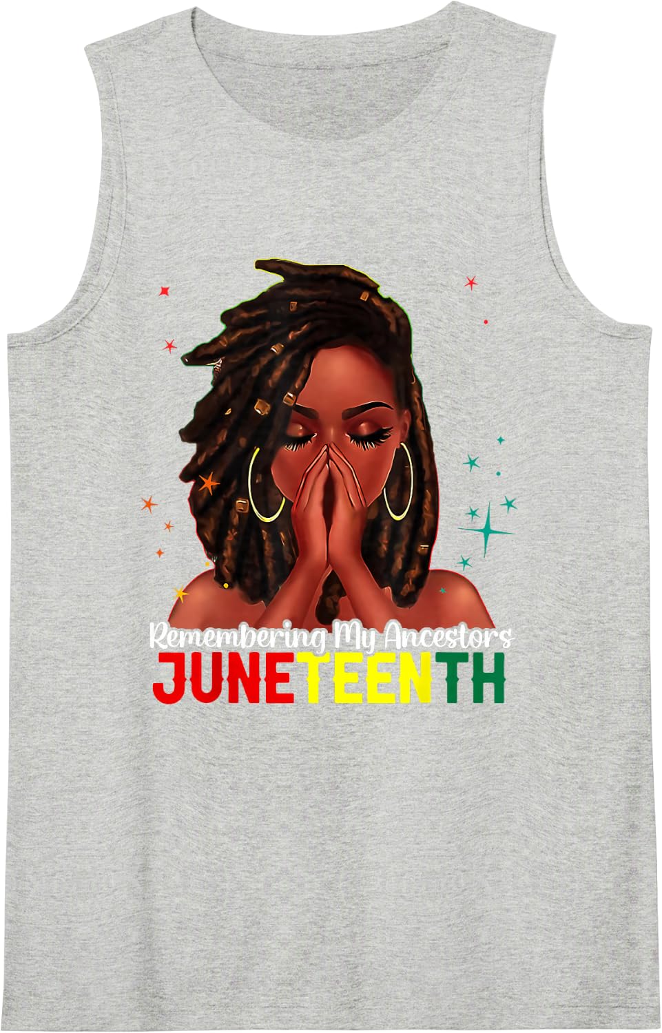 Black Woman Girls Remembering My Ancestors Juneteenth Sleeveless Tank Top - Heather Grey