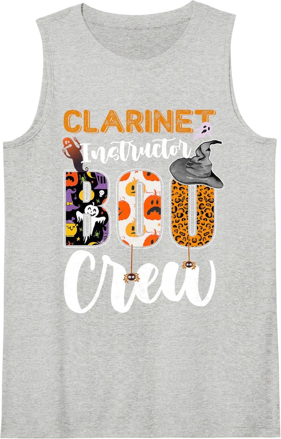 Clarinet Instructor Boo Crew Halloween Costume Matching Tank Top - Heather Grey