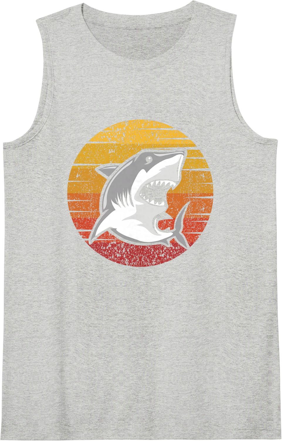 Retro Hammerhead White Whale Lover Shark Sleeveless Tank Top - Heather Grey