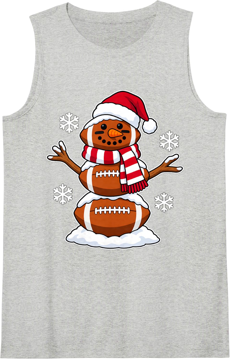 Funny American Football Snowman Christmas Men Boys Kids Sleeveless Tank Top - Heather Grey