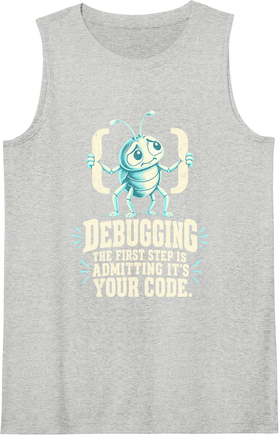 Debugging Funny Programmer Coding Detailed Bug Sleeveless Tank Top - Heather Grey