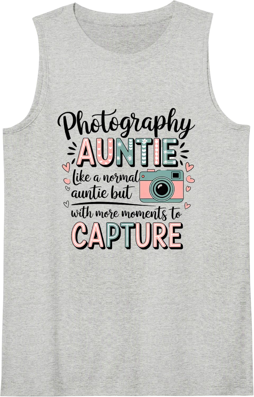 Photography Auntie Camera Lover Aunt Photographer Sleeveless Tank Top - Heather Grey