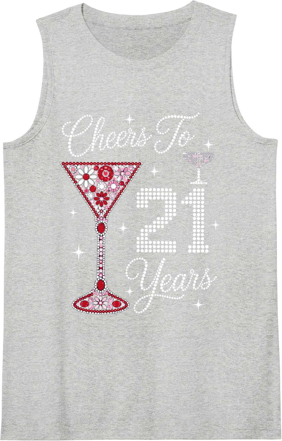 Cheers to 21 Years Art for Women Girls Mom 21st Birthday Tank Top - Heather Grey