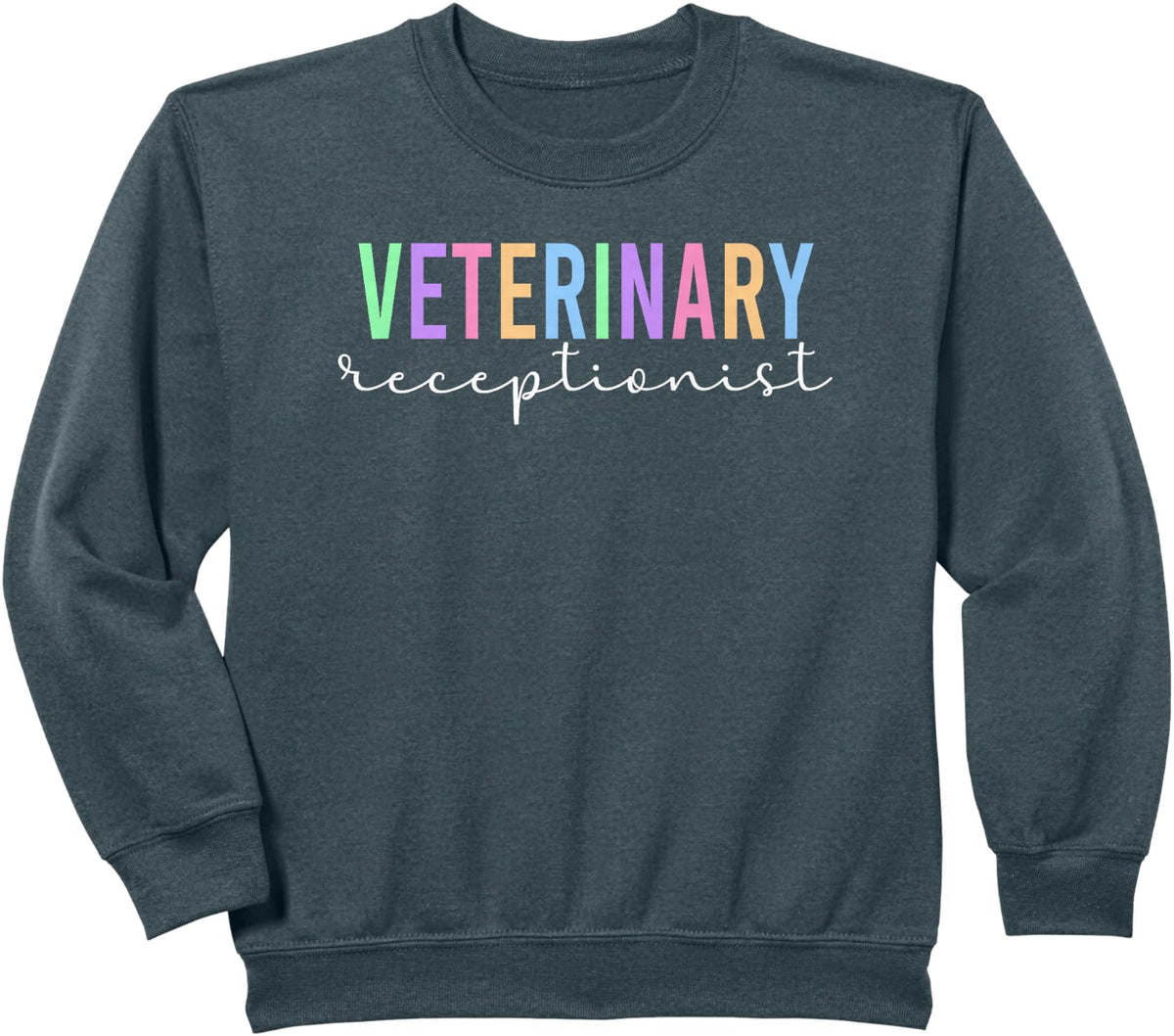 Veterinary Receptionist Cute Vet Receptionist Sweatshirt - Dark Heather Grey