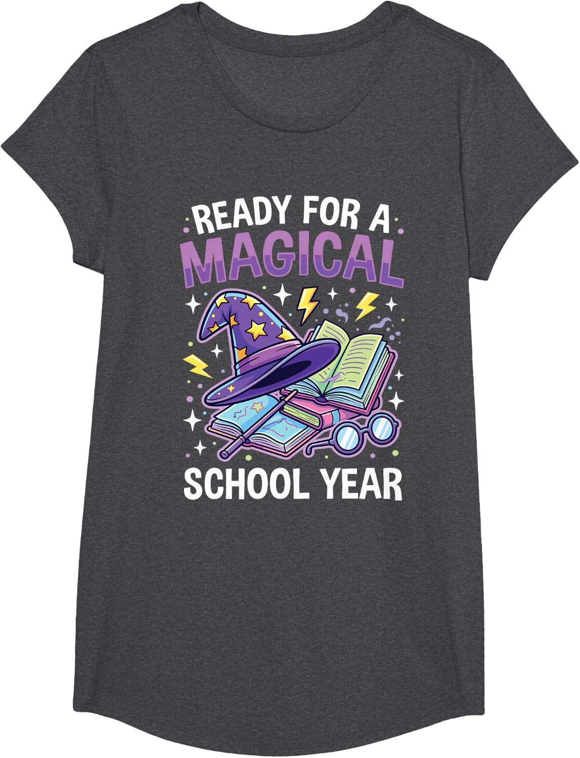 Back to School Magic Wizard for Teacher or Kids T-Shirt - Girls Dark Heather Grey